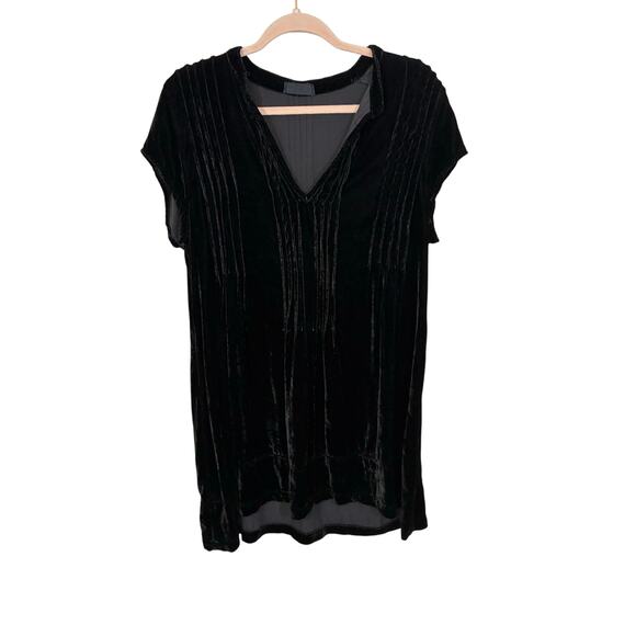 CP Shades Black Crushed Velvet Silk Blend Tunic Dress S Romantic Goth Romantic - Picture 1 of 4